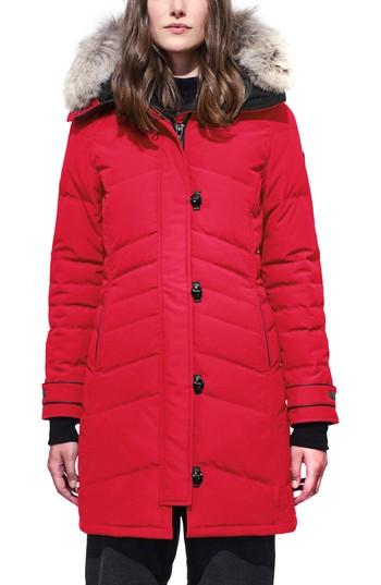Women's Canada Goose 'lorette' Hooded Down Parka With Genuine Coyote Fur Trim (0) - Red