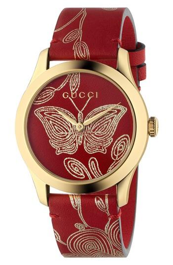Women's Gucci G-timeless Leather Strap Watch, 36mm