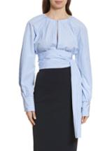 Women's Diane Von Furstenberg Keyhole Crop Cotton Blouse - Blue