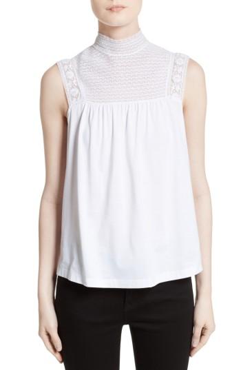 Women's Burberry Piero Lace Yoke Top - White