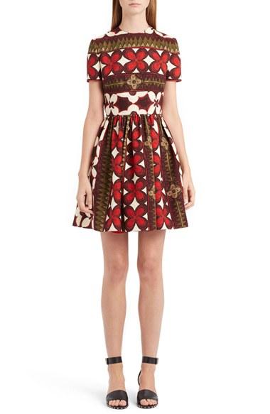 Women's Valentino Print Bambolina Crepe Couture Dress