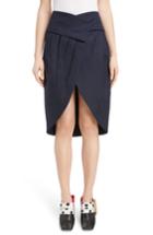 Women's Jacquemus Box Pleat Asymmetrical Wool Skirt Us / 38 Fr - Blue