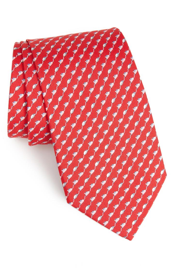 Men's Salvatore Ferragamo Mouse Print Silk Tie, Size - Red