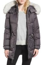 Women's 1 Madison Puffer Jacket With Genuine Fox Fur Trim - Grey