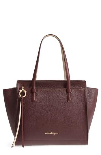 Salvatore Ferragamo Large Leather Tote - Burgundy