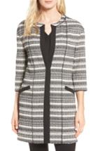 Women's Anne Klein Long Stripe Tweed Jacket - Black