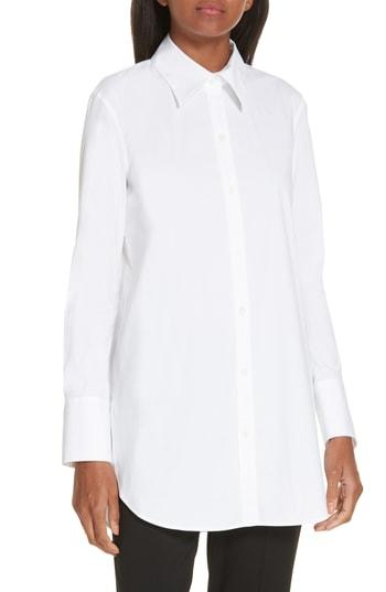 Women's Theory Tuxedo Button Front Shirt, Size - White