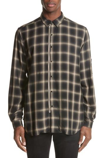 Men's The Kooples Check Woven Shirt - Grey