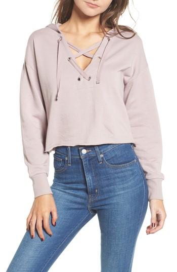 Women's Cotton Emporium Lace-up Hoodie - Purple