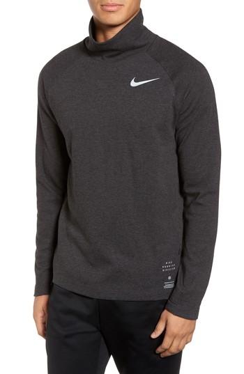 Men's Nike Mock Neck Long Sleeve Running T-shirt - Black