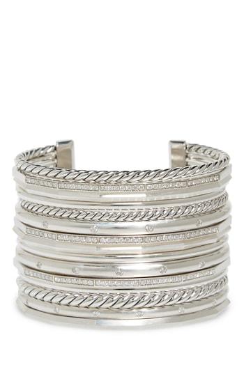Women's David Yurman Stax Wide Cuff Bracelet With Diamonds, 54mm