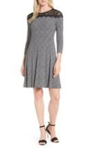 Women's Michael Michael Kors Lace Yoke Tweed Print Dress - Black