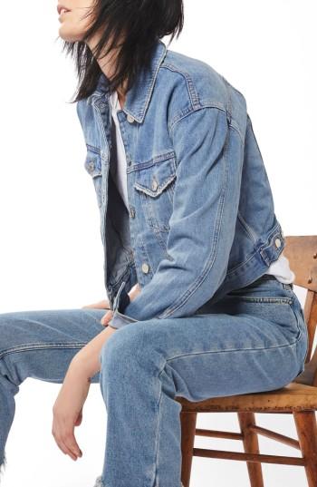 Women's Topshop Matilda Denim Jacket Us (fits Like 0-2) - Blue