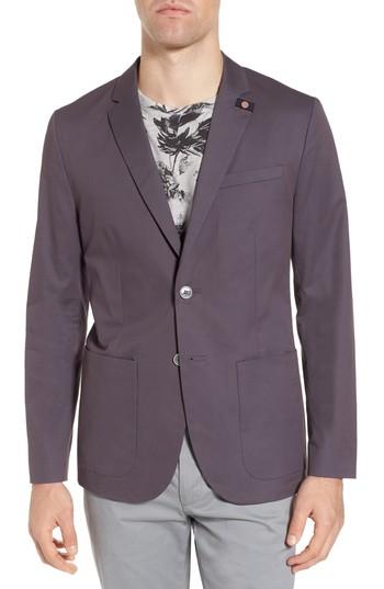 Men's Ted Baker London Cliford Trim Fit Stretch Cotton Blazer (m) - Grey