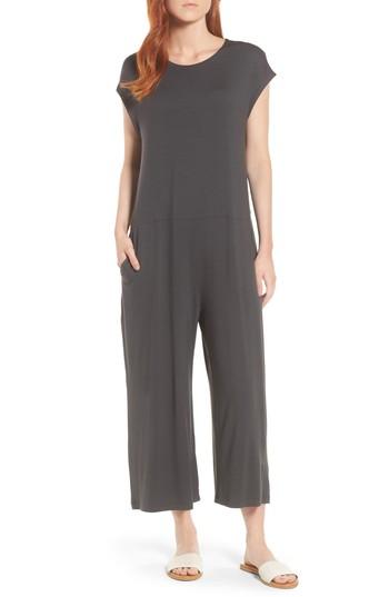 Women's Eileen Fisher Cropped Wide Leg Jumpsuit, Size - Grey