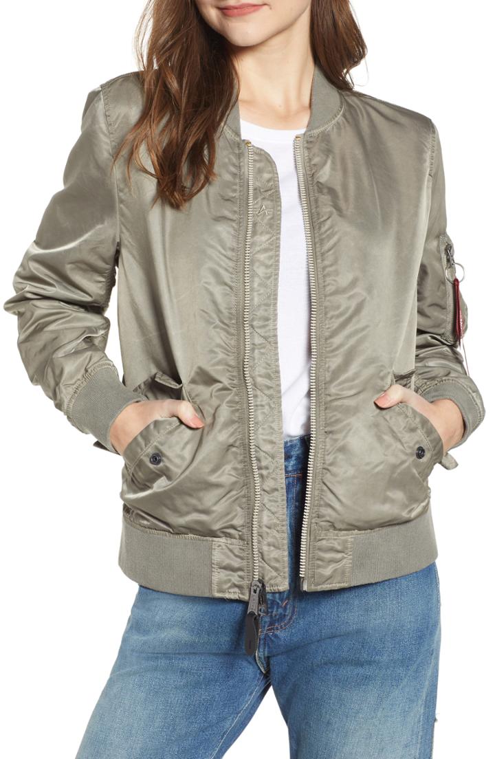 Women's Alpha Industries L-2b Battlewash Reversible Bomber Jacket - White