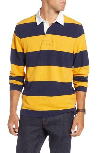 Men's 1901 Slub Stripe Long Sleeve Rugby Polo - Blue