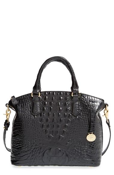 Brahmin 'medium Duxbury' Croc Embossed Leather Satchel - Black