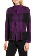 Women's Ming Wang Check Jacquard Knit Jacket - Purple