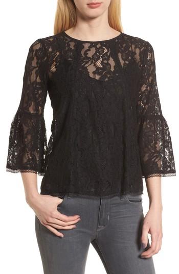Women's Chelsea28 Bell Sleeve Lace Top, Size - Black