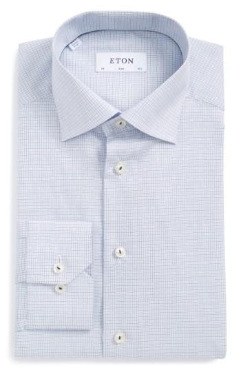 Men's Eton Slim Fit Microcheck Dress Shirt - Blue