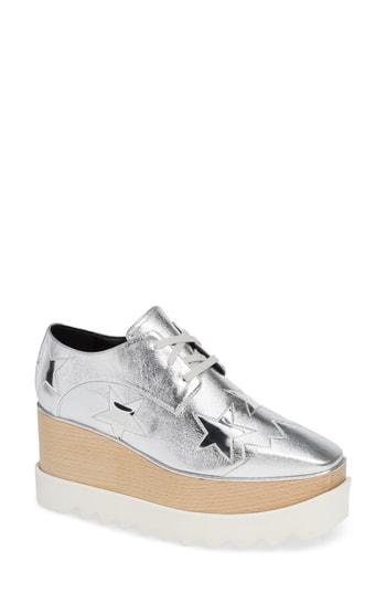 Women's Stella Mccartney Elyse Platform Wedge Shoe Us / 35eu - Metallic