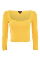 Women's Topshop Split Sleeve Crop Sweater Us (fits Like 10-12) - Yellow