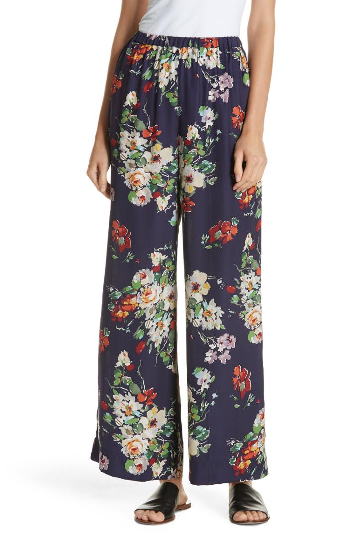 Women's The Great. Chaplin Floral Silk Trousers