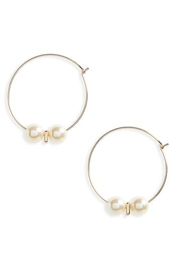 Women's Ettika Imitation Pearl Golden Hoop Earrings