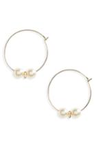 Women's Ettika Imitation Pearl Golden Hoop Earrings