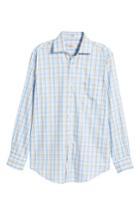 Men's Peter Millar Crown Waterway Plaid Sport Shirt - Blue
