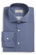 Men's Canali Fit Dot Dress Shirt, Size 16 - Blue