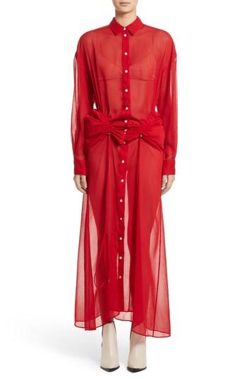 Women's Y/project Sheer Drawstring Shirtdress - Red