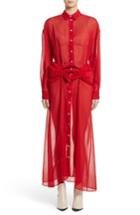 Women's Y/project Sheer Drawstring Shirtdress - Red