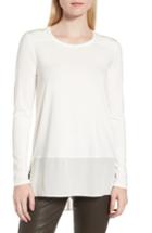 Women's Nordstrom Signature Mix Media High/low Tee - Ivory