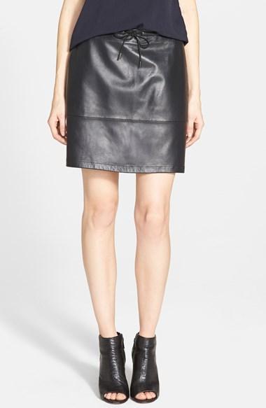 French Connection Drawstring Leather Miniskirt (online Only)