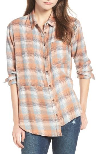 Women's Treasure & Bond Asymmetrical Plaid Boyfriend Shirt