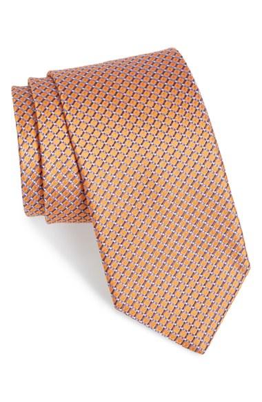 Men's John W. Nordstrom 'raine Mini' Geo Print Silk Tie, Size - Orange