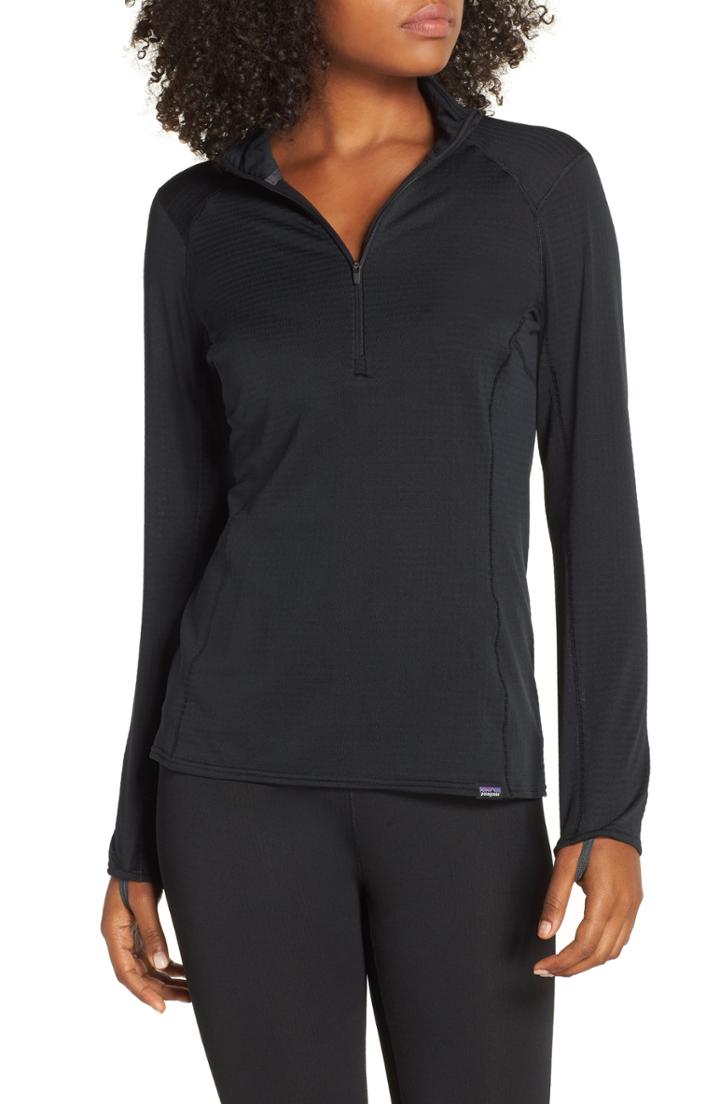 Women's Patagonia Capilene Thermal Weight Zip Neck Tee - Black