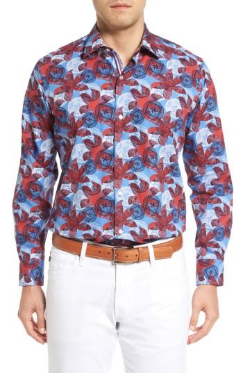 Men's Tailorbyrd Cider Regular Fit Abstract Pattern Sport Shirt - Red