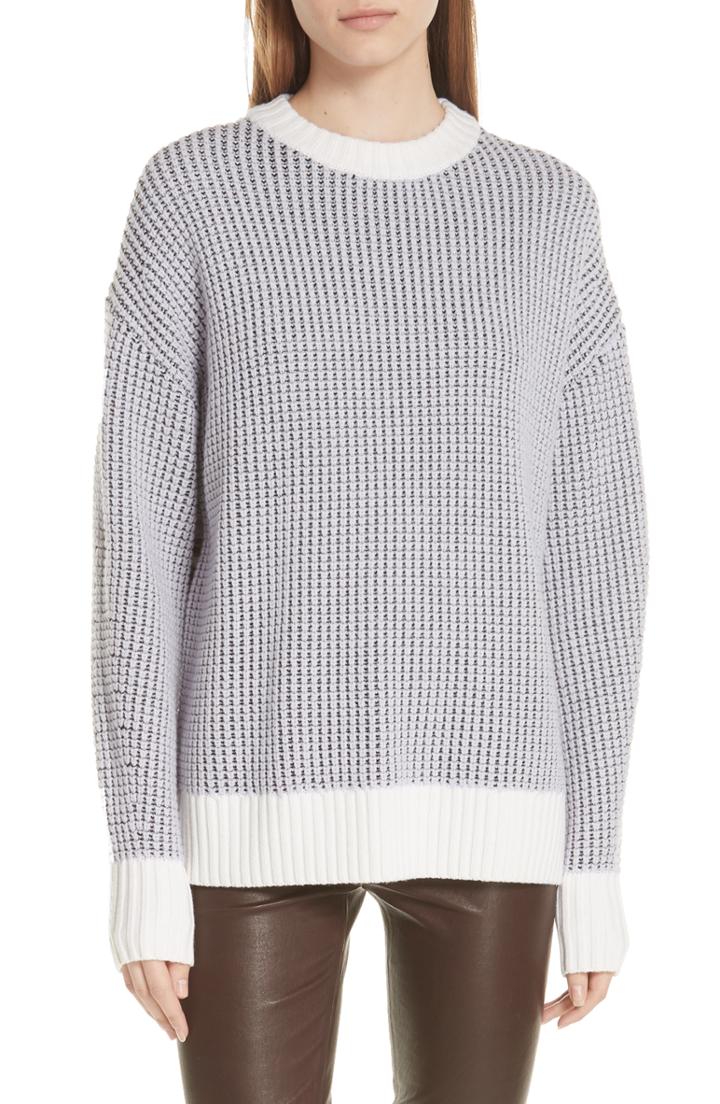 Women's Grey Jason Wu Fair Isle Back Merino Wool Sweater
