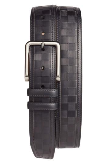 Men's Mezlan Check Leather Belt