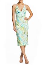 Women's Dress The Population Lyla Watercolor Crepe Sheath Dress, Size - Blue/green
