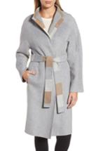 Women's Dkny Wool Blend Wrap Coat - Grey
