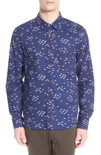 Men's Michael Stars Trim Fit Print Sport Shirt - Blue