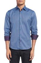 Men's Stone Rose Trim Fit Bird's-eye Stripe Sport Shirt