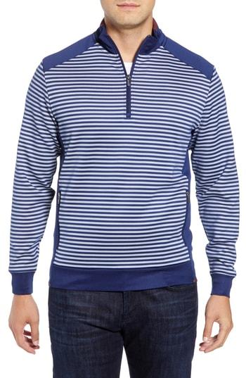 Men's Bugatchi Fit Stripe Quarter Zip Pullover