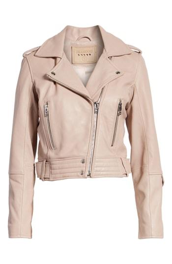 Women's Blanknyc Real Leather Moto Jacket - Pink
