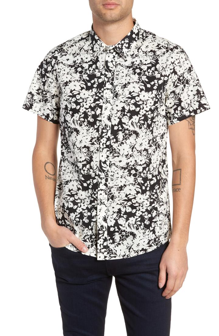 Men's Twentymetrictons Slim Fit Floral Camp Shirt - Black