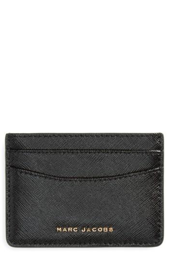 Women's Marc Jacobs Color Block Saffiano Leather Card Case - Black